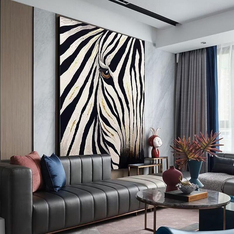 Handmade Oil Painting Canvas Wall Art Decoration Modern Animal Zebra for Home Decor Rolled Frameless Unstretched Painting3