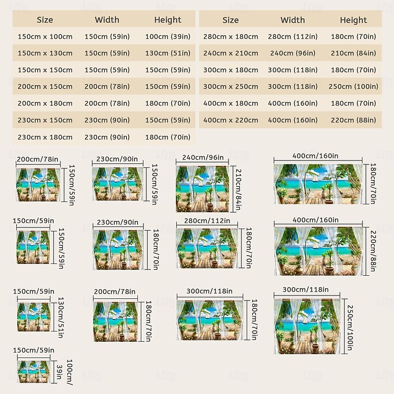 Beach Theme Hanging Tapestry Wall Art Large Tapestry Mural Decor Photograph Backdrop Blanket Curtain Home Bedroom Living Room Decoration 16