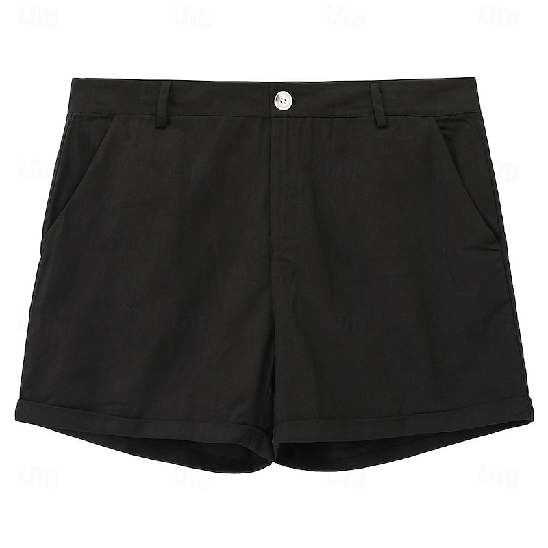Men's Shorts Chino Shorts Bermuda shorts Work Shorts Pocket Plain Comfort Breathable Short Daily Stylish Casual Black White Micro-elastic4