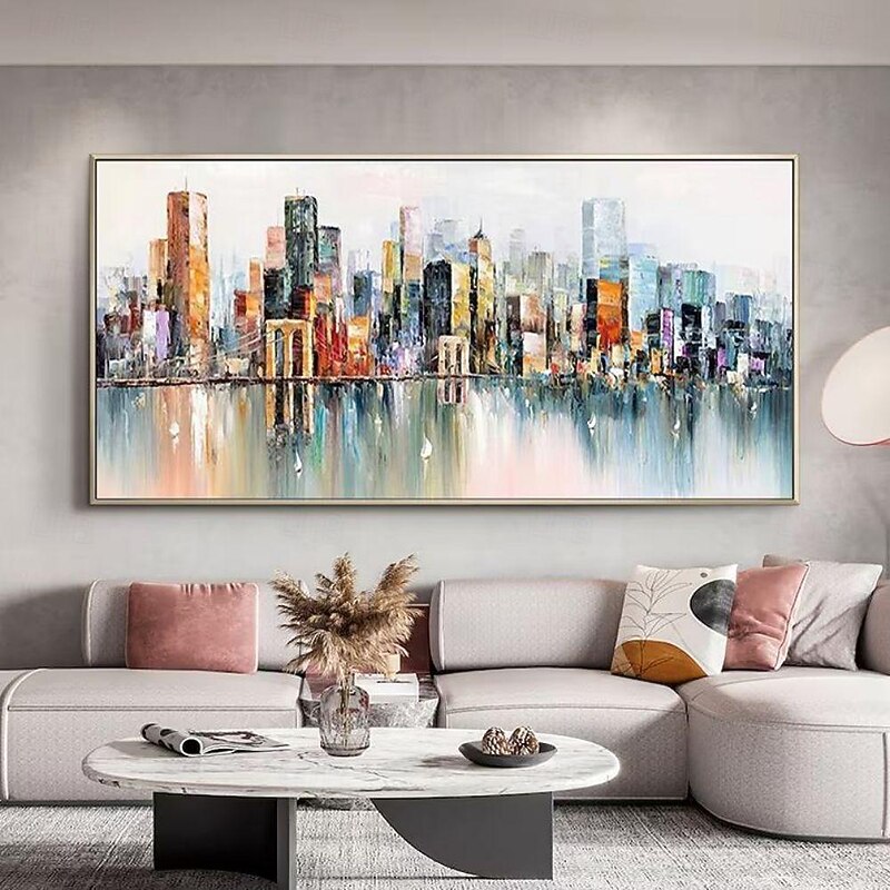 Handmade Oil Painting Canvas Wall Art Decoration Abstract City Architecture Streetscape Landscape for Home Decor Rolled Frameless Unstretched Painting4