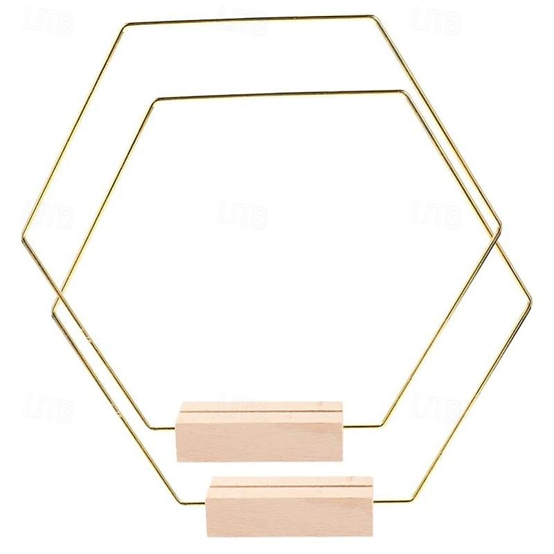 2 Pcs Wooden Base Metal Handmade Wreath Iron Ring Wedding Table Decoration Diy Wreath Scene Decoration2