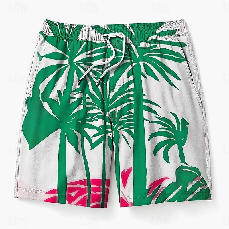 Men's Coconut Tree Colorful Swim Shorts Board Shorts Swimming Trunks Mid Waist Hawaiian Casual Holiday Beach Drawstring with Mesh lining Elastic Waist Designer Clothing Apparel4