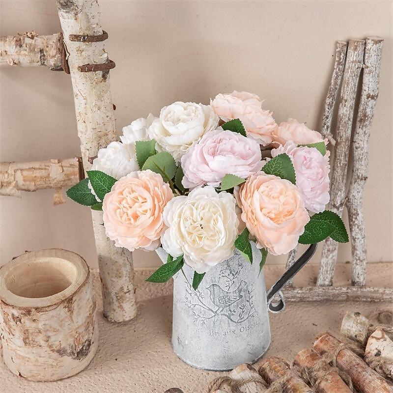 5 Pcs Western Rose Core Peony Single Head Simulation Flower Home Decoration Wedding Handheld Flower Artificial Flower2