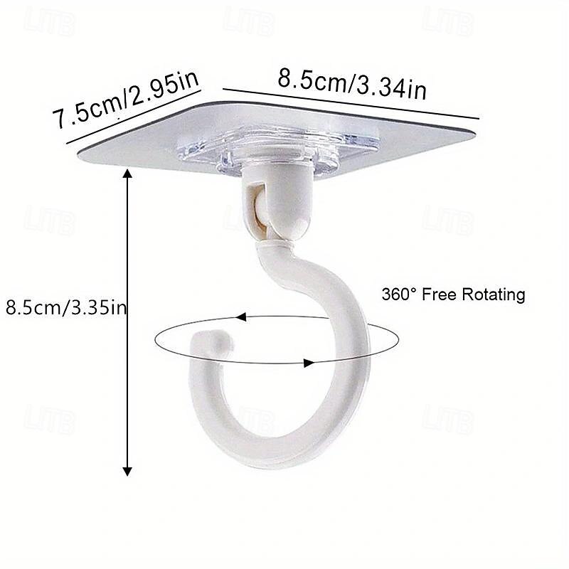 5pcs Rotatable Plastic Ceiling Hooks for Hanging Plants, Lanterns, Wind Chimes - Adhesive Ceiling Hooks, Easy to Install, No Drill Needed - Contemporary Style Ceiling Mount Hooks for Decoration3