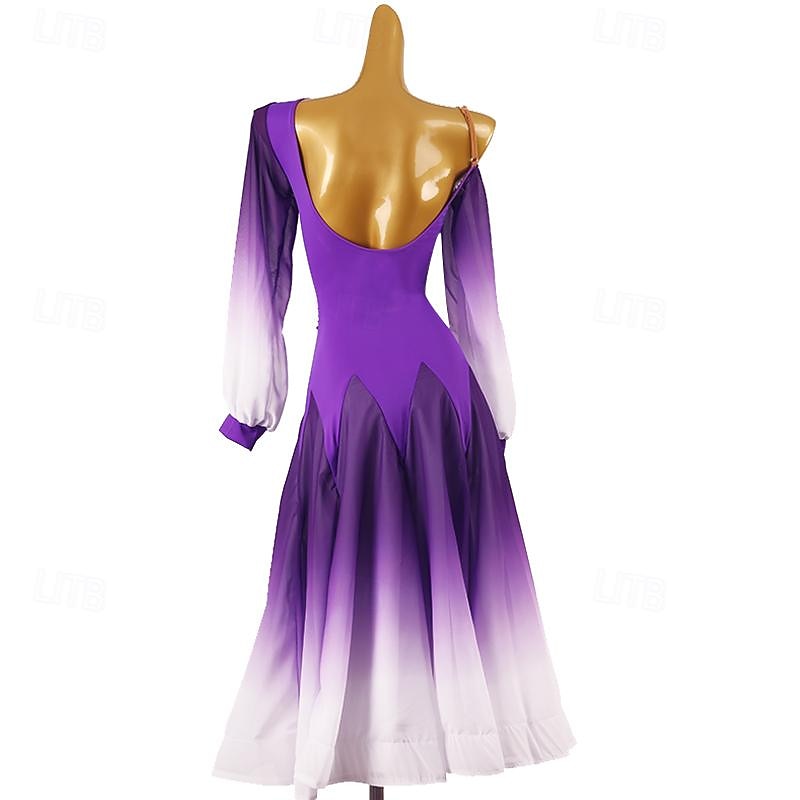 Ballroom Dance Dress Splicing Women's Performance Party Long Sleeve Spandex2