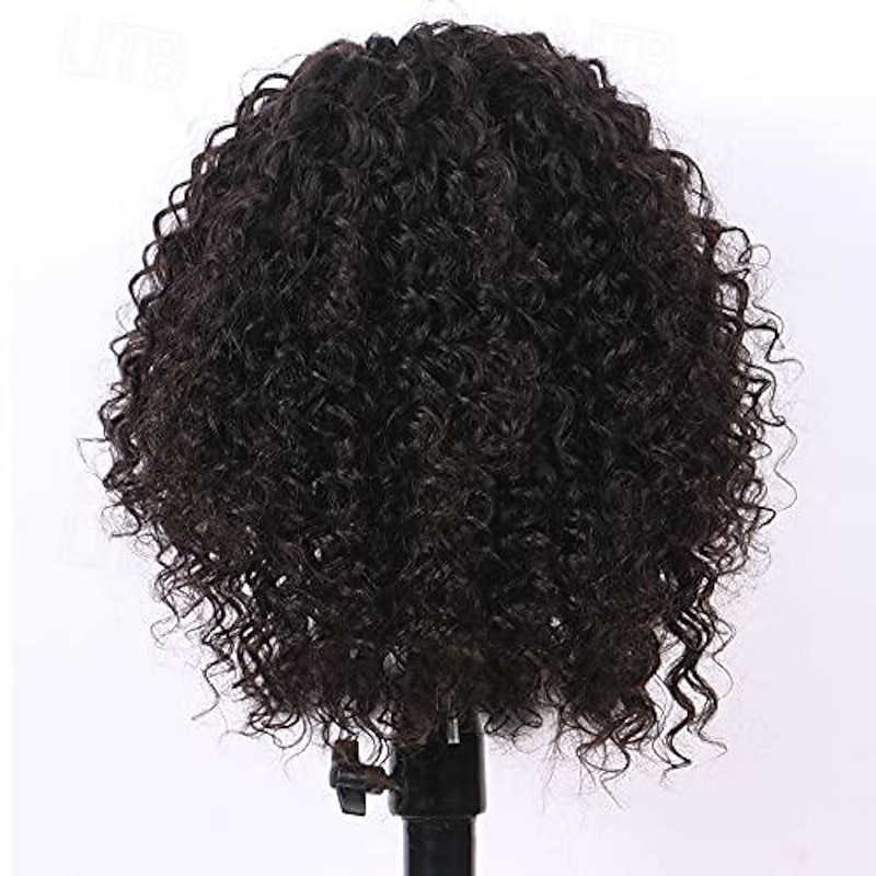 Curly Full Machine Made Scalp Top Wig With Bangs Scalp Top Kinky Curly Wigs Remy Brazilian Curly Human Hair Wigs For Women Natural Color 8-30 inch3