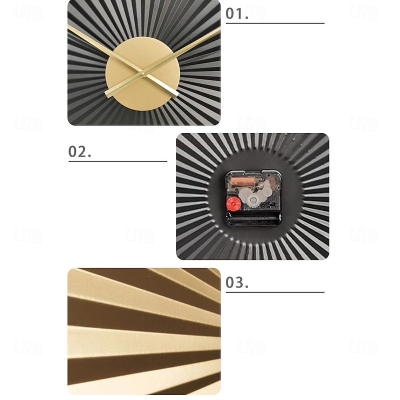 Creative Organ Fold Wall Clock,Modern Round Decorative Wall Clock Silent Non-Ticking Metal Iron Wall Clock for Living Room Bedroom Hotel Porch,Gold,40/60/80cm2