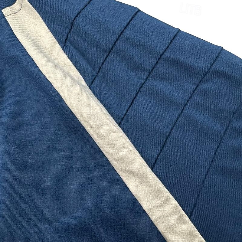 Men's T Shirt Quarter Zip Tee Tee Top Short Sleeves Hooded Summer Slim Pleated National Flag Fashion Designer Basic Patchwork Vacation Street Going out Black Navy Blue Dark Gray Top Tee for Men3