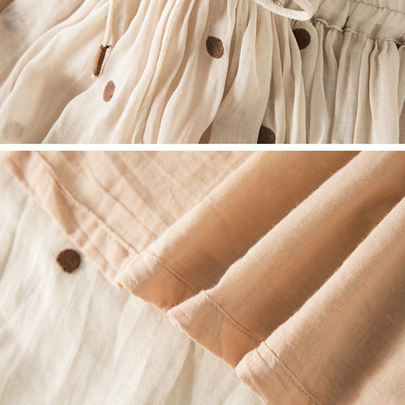 Women's Skirt A Line Fashion Casual Maxi High Waist Skirts Polka Dot Print Casual Daily Weekend Yellow Navy Blue Brown Green Summer Cotton And Linen4