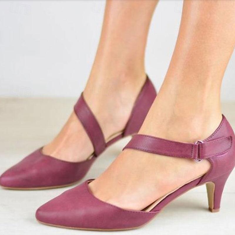 Women's Heels Pumps Dress Shoes Party Outdoor Daily Kitten Heel Pointed Toe Fashion Minimalism Faux Leather Ankle Strap Black White Blue3