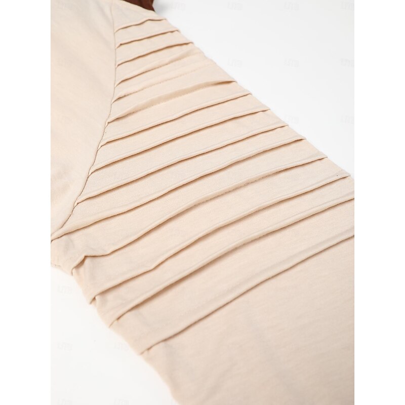 Men's T Shirt Tee Top Long Sleeve Shirt Long Sleeve Hooded Spring &  Fall Color Block Slim Pleated Fashion Designer Basic Lace up Patchwork Vacation Street Going out Black Army Green Beige Top Tee4