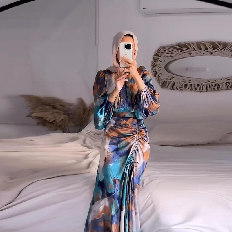 Women's Arabian Muslim Mermaid Dress Abaya Maxi Dress Adjustable Length For Ramadan Religious Saudi Arabic Adults Dress3