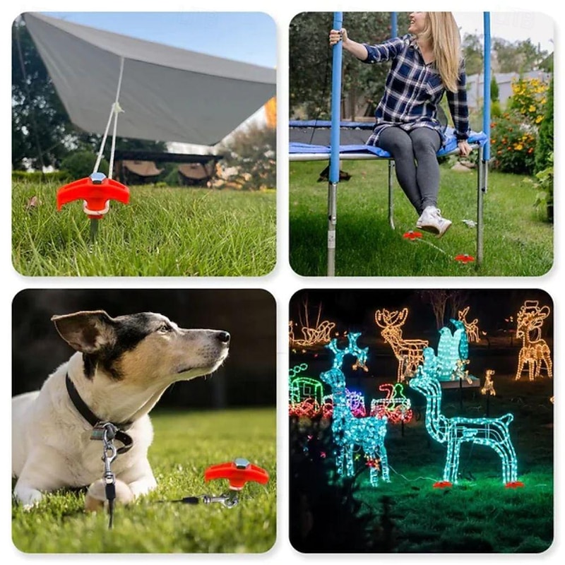 8/16pcs Screw in Tent Stakes 8" - Ground Anchors Screw in Hexagonal Spiral Glow-in-the-Dark Tent Pegs - Outdoor Night-Light Rotatable M8 Carbon Steel Hexagonal Plastic Head 20cm Threaded Tent Pegs3