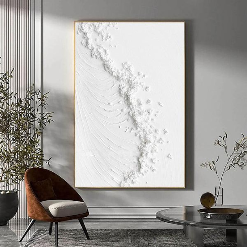 Large Abstract White Beach Oil Painting on Canvas hand painted Textured Painting Bedroom Wall Decor handmade Custom White painting Wall Art Modern Art Decor2