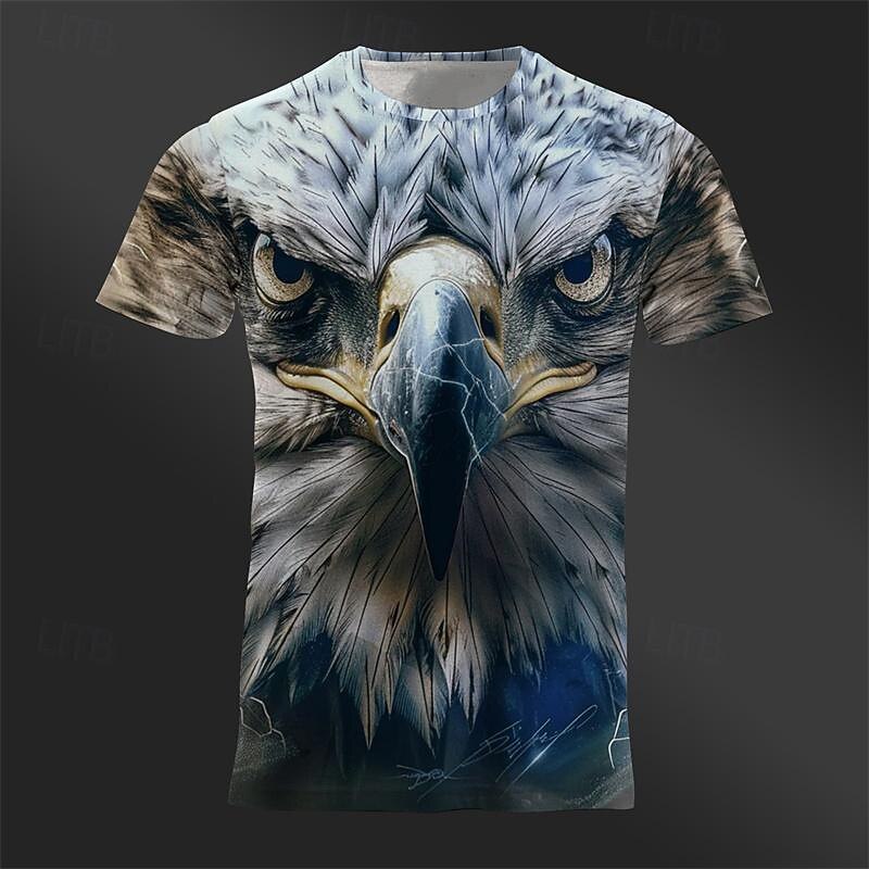 Men's Graphic Animal Eagle T Shirt Tee Top Short Sleeve T shirt 3D Print Crew Neck Shirt Designer Casual Street Style Sports Outdoor Holiday Going out White Blue Brown Spring & Summer Clothing Apparel3