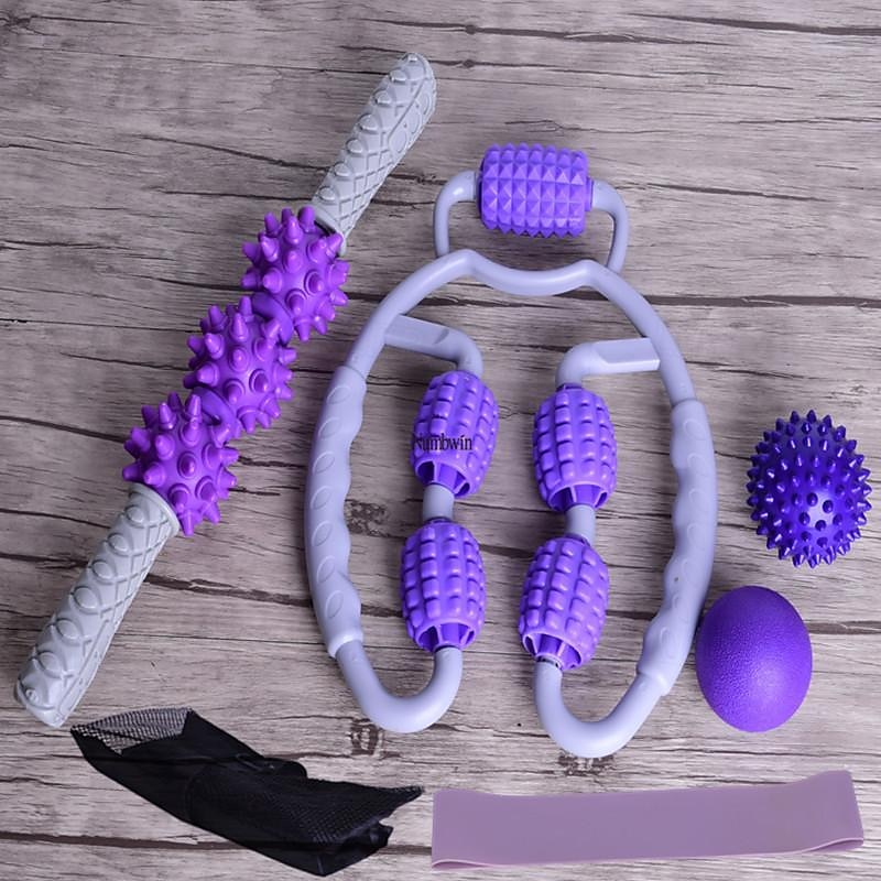 Five Ball Circular Leg Massager Six Piece Set Yoga Massager Fascia Ball Latex Elastic Circle Pilates Set3