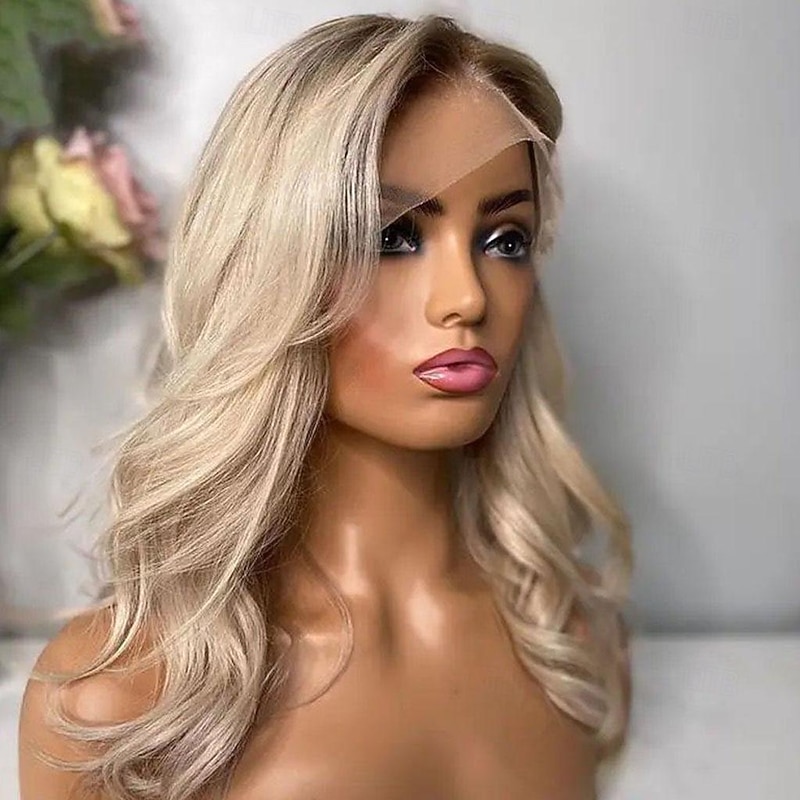 Remy Human Hair 13x4 Lace Front Wig Free Part Brazilian Hair Wavy Blonde Wig 130% 150% Density Ombre Hair  Pre-Plucked For Women Long Human Hair Lace Wig2