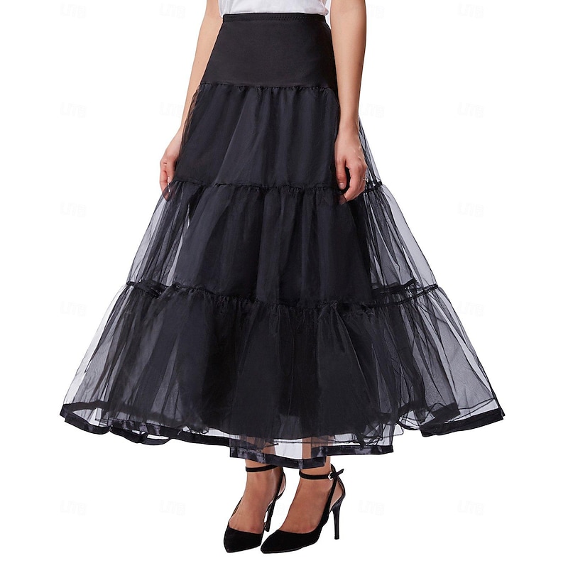 Retro Vintage 1950s Petticoat Hoop Skirt Tulle Skirt Bridal Solid Color Fancy Dress Women's Kings Day Halloween Masquerade Wedding Party Casual Daily Adults Skirt
