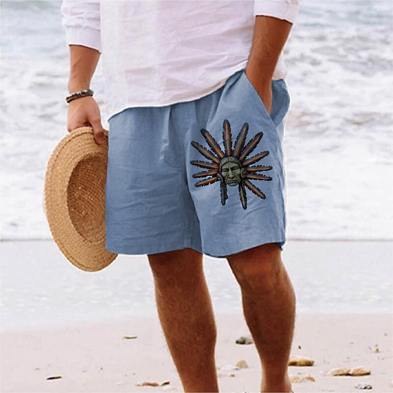 Men's Indian Culture Shorts Summer Shorts Beach Shorts Mid Waist Hawaiian Casual Holiday St. Patrick's Day Drawstring Elastic Waist Print Designer Clothing Apparel3