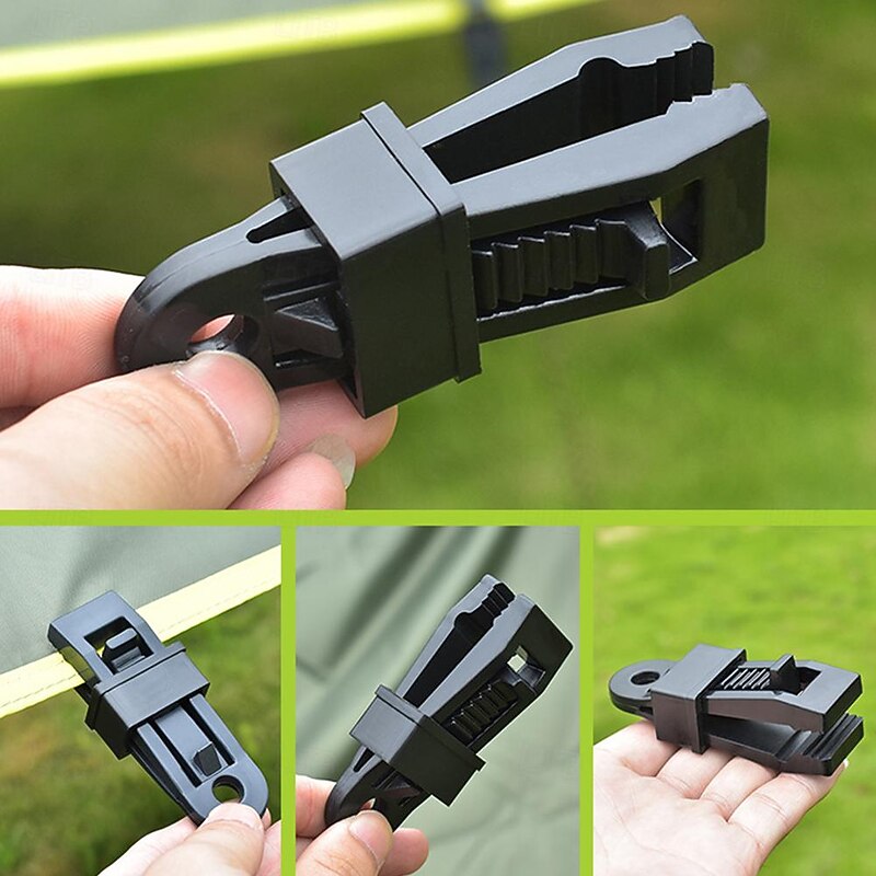 10PCS Push-Pull Tent Clips Tent Attachment Clips Outdoor Camping Tent Hooks Windproof Strap Barb Clips4