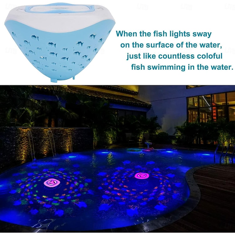 Swimming Floating Pool Light, Submersible LED Pool Light Ocean Fish Pattern Battery Powered RGB Color Changing Underwater Pool Light Pond Hot Tub Landscape Decor for Children's Birthday Gifts 1/2PCS3