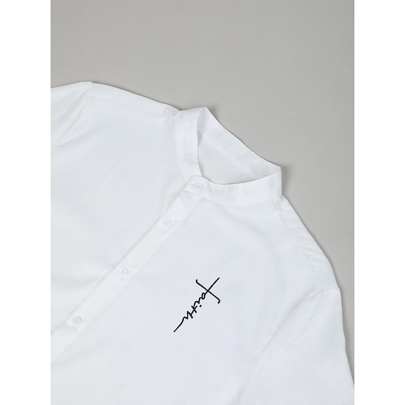 Men's Printed Shirts Faith Street Wear to work White Pink Blue Long Sleeve Standing Collar Spring & Summer Clothing Apparel Print3