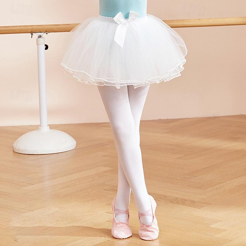 Kids' Dancewear Ballet Skirts Bowknot Pure Color Splicing Girls' Performance Training High Tulle2