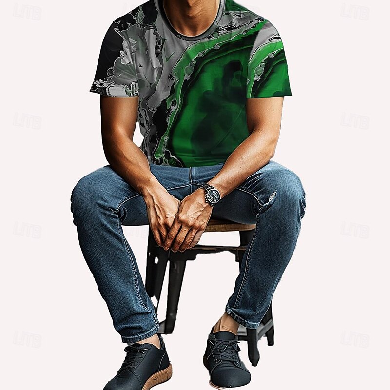 Men's Graphic Color Block Gothic Horror T Shirt Short Sleeve T shirt 3D Print Crew Neck Shirt Daily Designer Casual Sports Outdoor Holiday Going out Red Purple Green Spring & Summer Clothing Apparel3