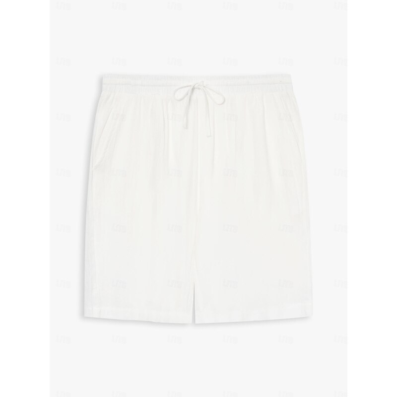 Men's Shorts Summer Shorts Beach Shorts Drawstring Elastic Waist Straight Leg Plain Comfort Breathable Short Casual Daily Holiday Fashion Classic Style White Navy Blue2