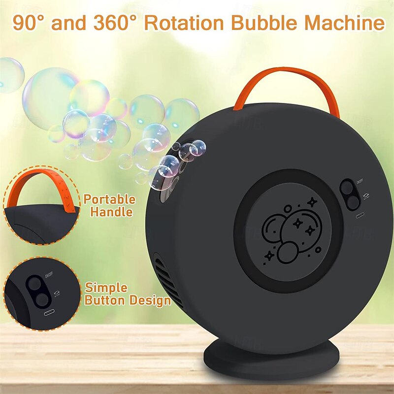 Bubble Machine Automatic Bubble Blower for Kids Toddlers Rechargeable Battery Portable Bubble Maker Electric Bubble Machine Auto Rotating 90/360 Outdoor Toy for Birthday Party Wedding4