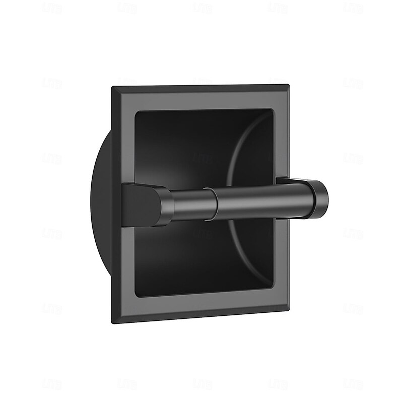 Toilet Paper Wall Mounted Holder Mounting Bracket with Black Recessed Toilet Paper Holder for Bathroom, Kitchen, Garage