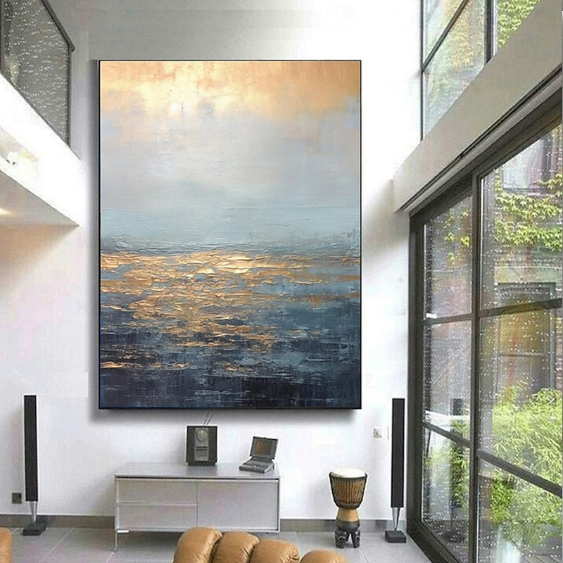 Handmade Oil Painting Canvas Wall Art Decoration Abstract Knife Painting Landscape Gold Used For Home Decoration Rolled Without Frame Unstretched Painting3