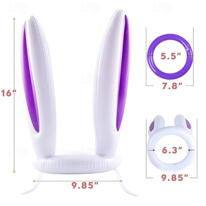 Inflatable Bunny Easter Ring Toss Game Easter Rabbit Ears Hat with Rings Funny Games Inflatable Toys Gift for Kid Family School Party Favor Indoor Outdoor2