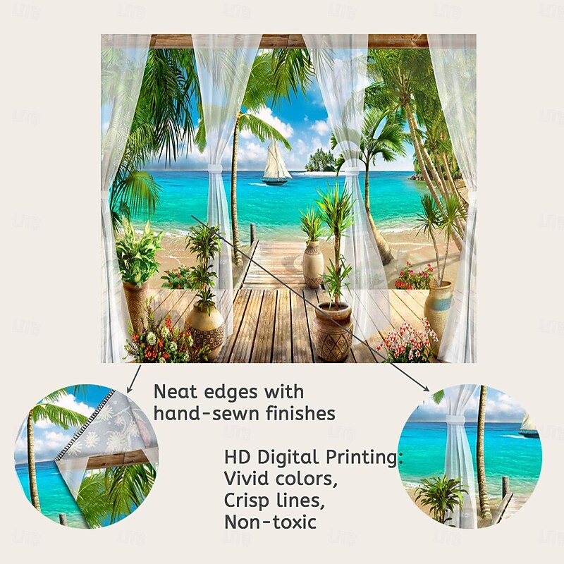 Beach Theme Hanging Tapestry Wall Art Large Tapestry Mural Decor Photograph Backdrop Blanket Curtain Home Bedroom Living Room Decoration 12