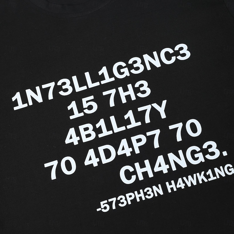 Men's Short Sleeve Graphic T-Shirt with Stephen Hawking 'Intelligence is the Ability to Adapt to Change' Quote 9