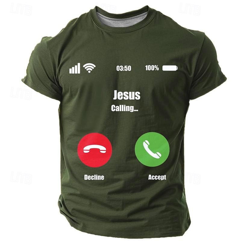 Men's Graphic Jesus T Shirt Short Sleeve T shirt 3D Print Crew Neck Shirt Daily Designer Retro Vintage Sports Outdoor Holiday Going out Black Navy Blue Army Green Spring & Summer Clothing Apparel S M4