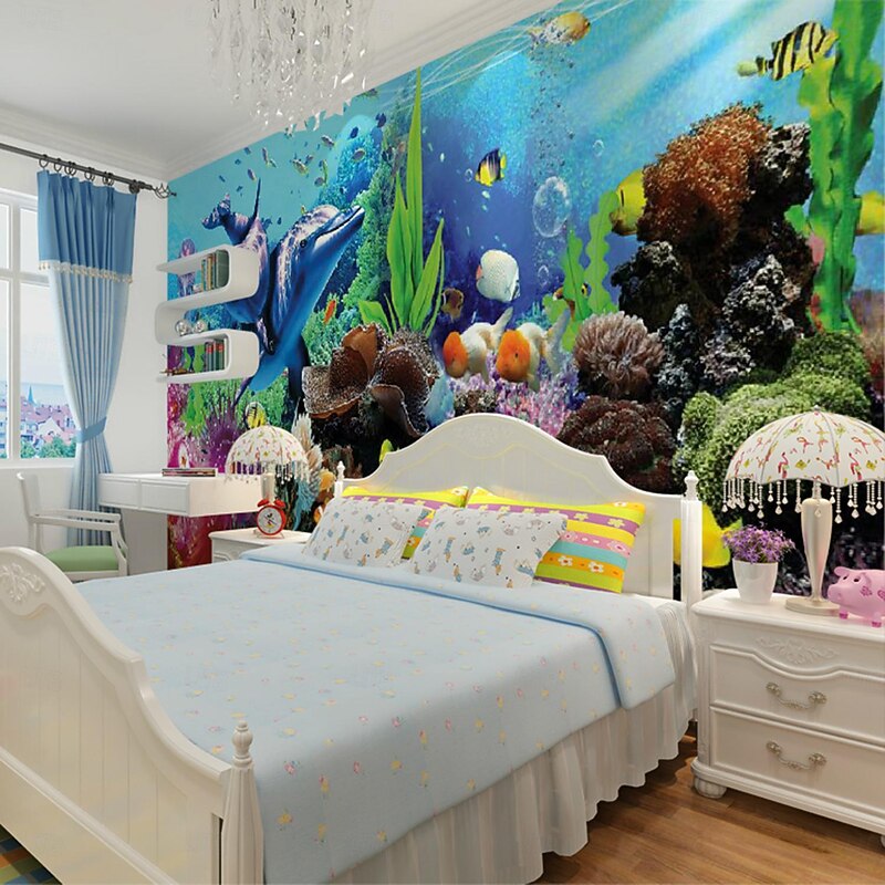 Cool Wallpapers Ocean Wallpaper Wall Mural Undersea Landscape Roll Sticker Peel Stick Removable PVC/Vinyl Material Self Adhesive/Adhesive Required Wall Decor for Living Room Kitchen Bathroom3