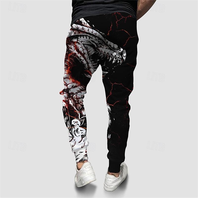 Dragon Guardian x LU | Men's Dragon Mythical Creature Dark Style Streetwear Sweatpants2