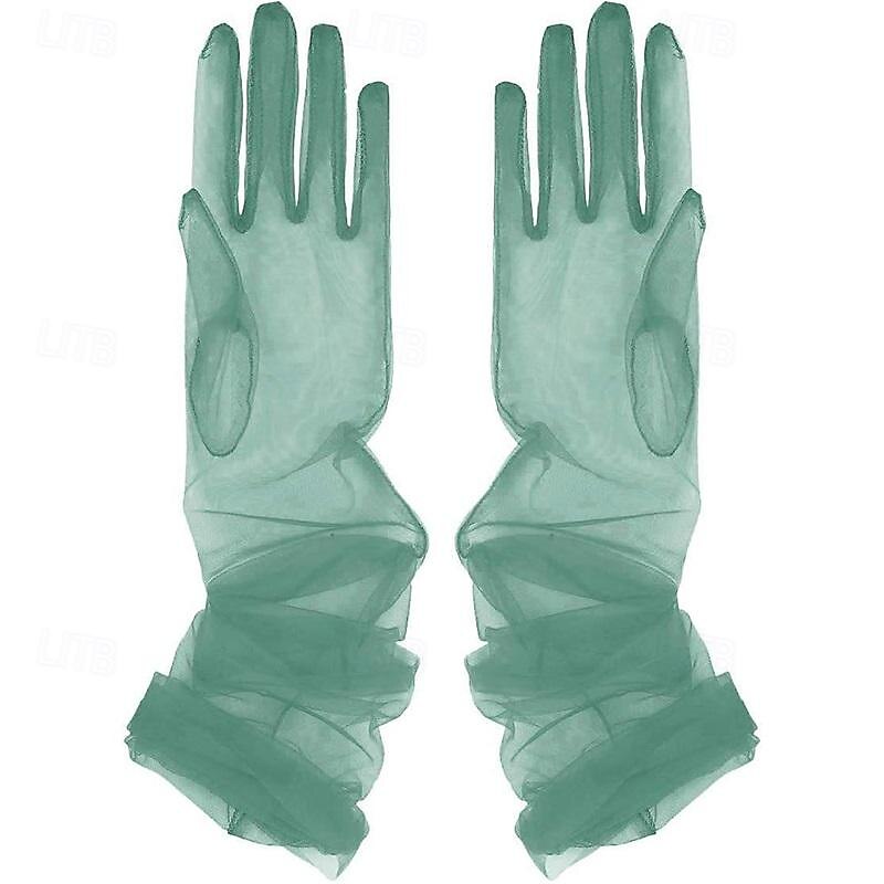 Aislor Women's Long Tulle Gloves Sheer Wedding Bridal Gloves Elbow Length Opera Party Gloves