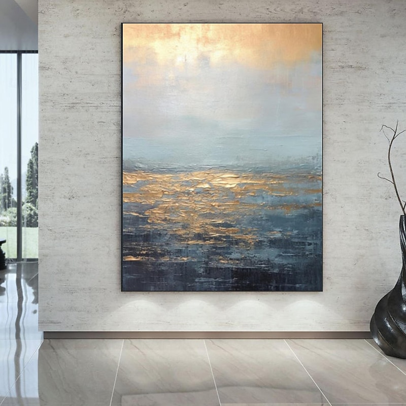 Handmade Oil Painting Canvas Wall Art Decoration Abstract Knife Painting Landscape Gold Used For Home Decoration Rolled Without Frame Unstretched Painting2