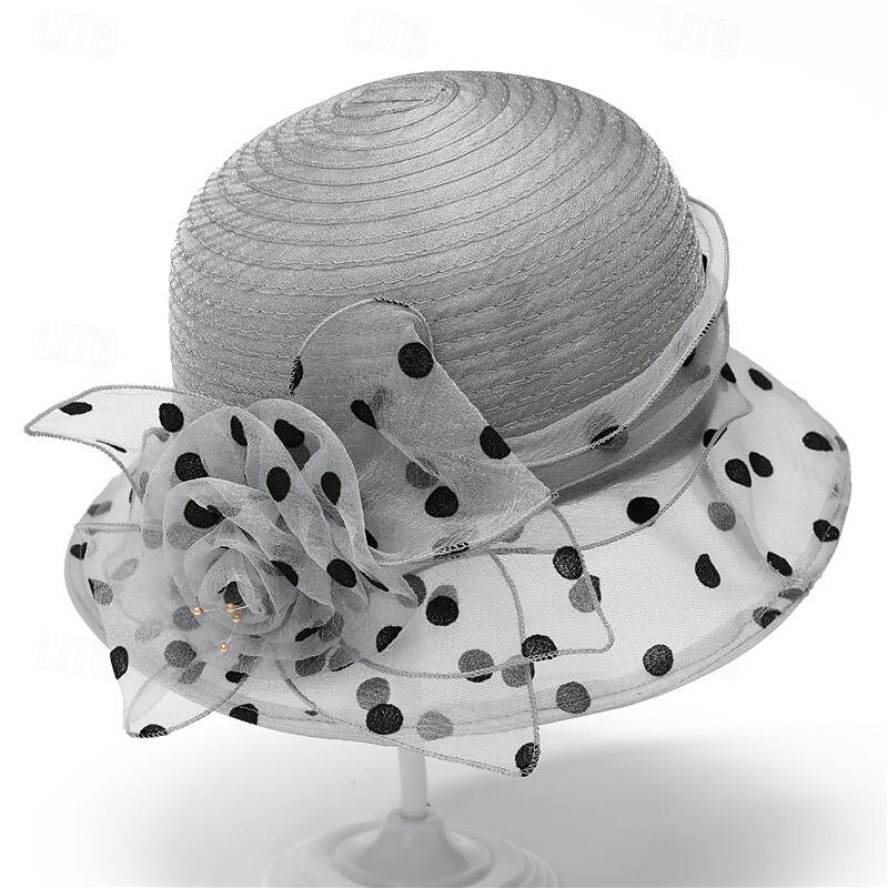 Retro Vintage 1950s Rockabilly Bucket hat Straw Sun Hat Polka Dots Polka dots Fancy Dress Women's Party Casual Daily Beach Adults Hat4