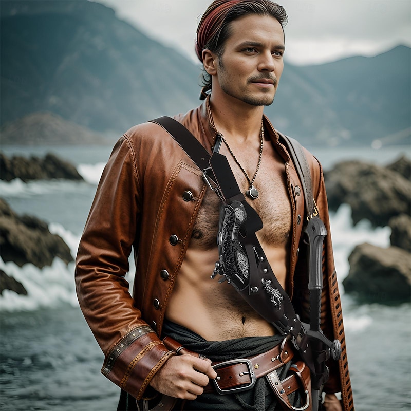 Retro Vintage Medieval Renaissance Outfits Waist Belt Scabbard Pirate Viking Fancy Dress Men's Pirate Carnival Masquerade LARP Adults Sscabbard