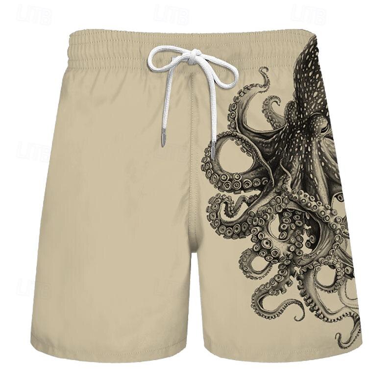Men's Animal Octopus Swimming Trunks Board Shorts Swim Shorts Mid Waist Vacation Hawaiian Holiday Vacation Holiday Beach Drawstring with Mesh lining Elastic Waist Designer Clothing Apparel4