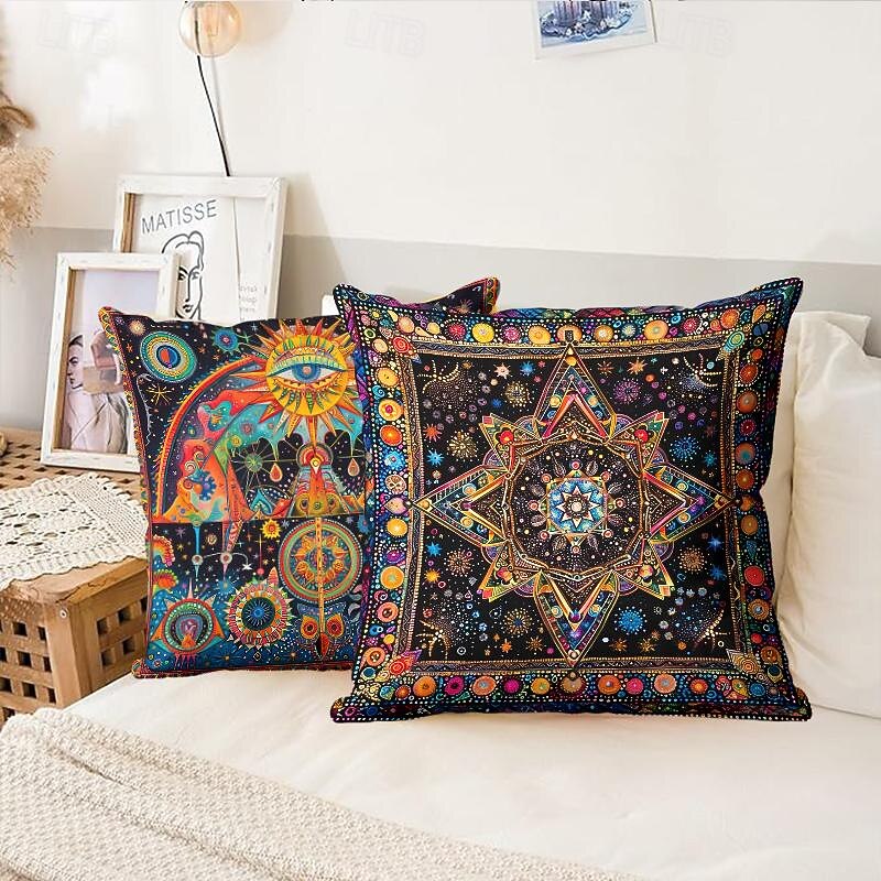 Astrolabe ethnic pattern Pattern 1PC Throw Pillow Covers Multiple Size Coastal Outdoor Decorative Pillows Soft Velvet Cushion Cases for Couch Sofa Bed Home Decor4