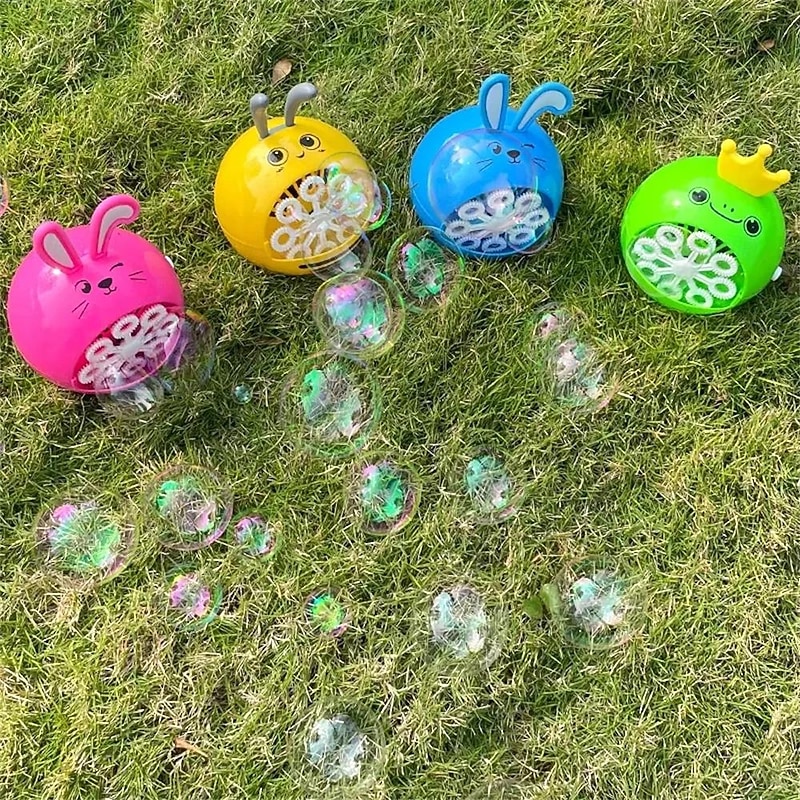 Kid Electric Portable Cartoon Rabbit Magic Bubble Machine Outdoor Toy Animal Summer Automatic Water Soap Blower Maker Party Gift4