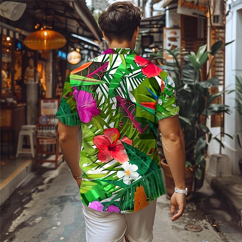 Men's Floral Tropical Flowers Shirt Summer Hawaiian Shirt Aloha Shirt Short Sleeve Shirt Turndown Vacation Hawaiian Outdoor Vacation Hawaiian Blue Purple S M L2