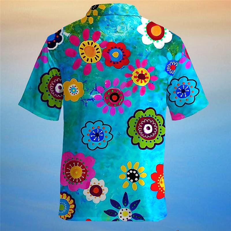 Men's Floral Tropical Flowers Shirt Summer Hawaiian Shirt Aloha Shirt Short Sleeve Shirt Turndown Vacation Hawaiian Outdoor Vacation Hawaiian Yellow Blue Purple S M L2