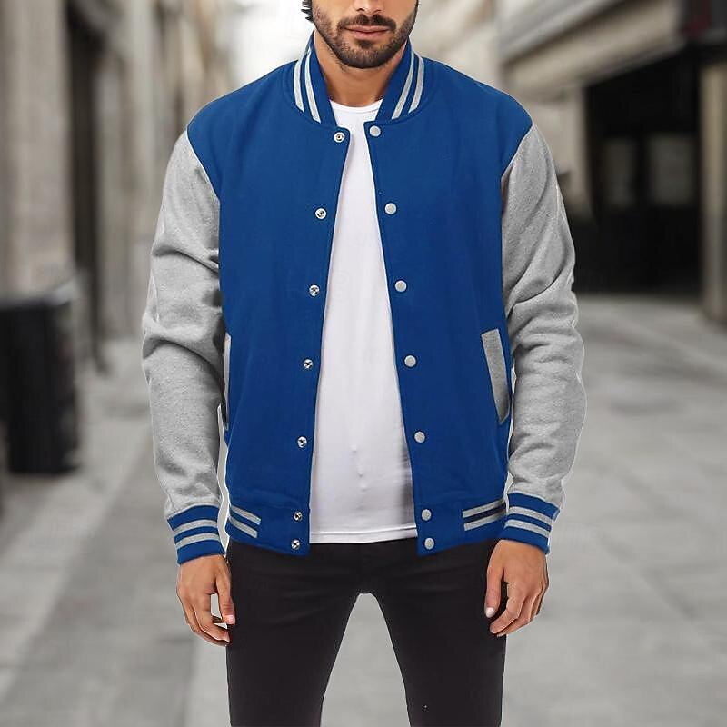 Men's Transition Jacket Varsity Jacket Baseball Physical Therapy Basic All Seasons Classic School Uniforms Regular Black Navy Blue Royal Blue Light Grey Jacket4