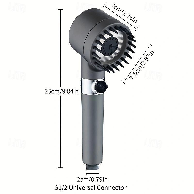 1pc Black Pressurized Handheld Shower Head, 3 Modes Adjustable Water Output Shower Head, Round Massage Shower Head, Bathroom Hardware, Bathroom Accessories4