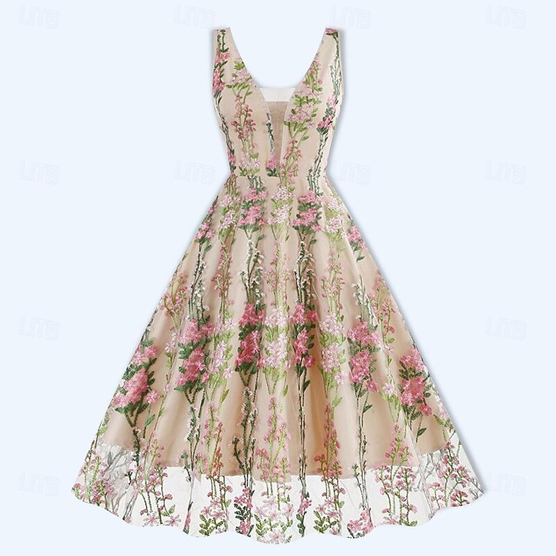 Retro Vintage 1950s Rockabilly Dress A-Line Dress Swing Dress Flower / Floral Fancy Dress Women's Halloween Carnival Masquerade Daily Wear Bachelorette Party Adults Dress Homecoming Dresses4